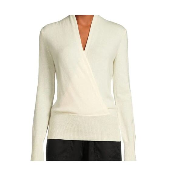 Sophia Cashmere Faux Wrap Sweater Size Medium - Picture 1 of 4